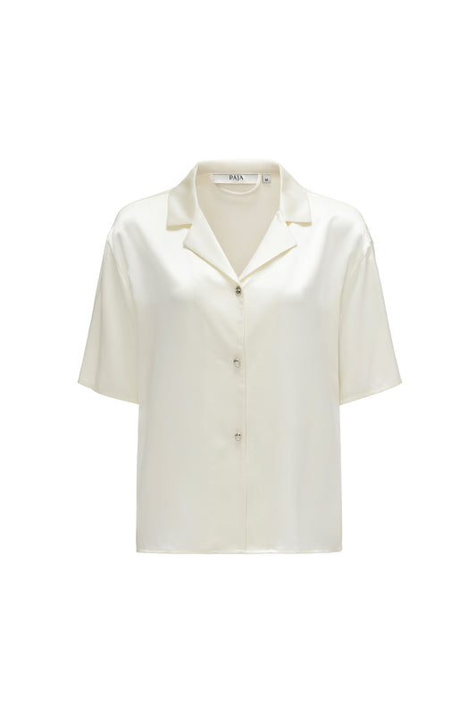 Elegant Breeze Short-Sleeve Silk Shirt