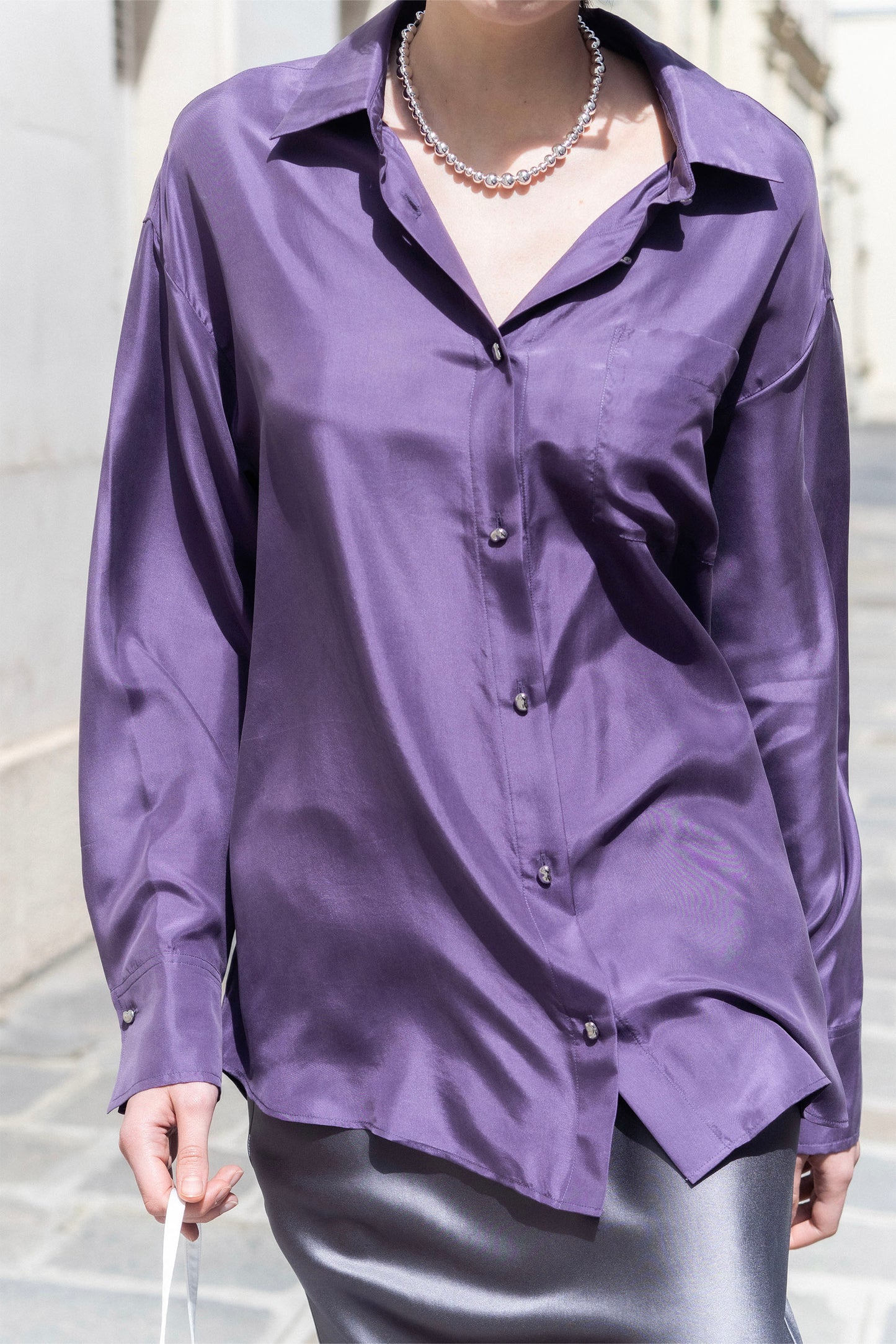 Elegant Iris Silk Shirt